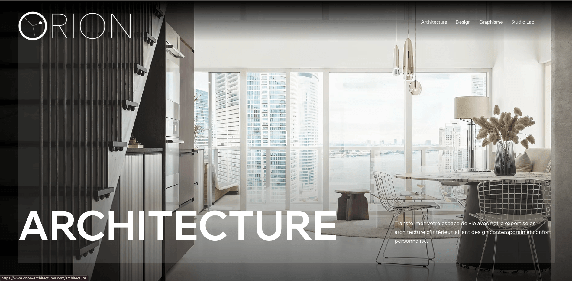 capture d'écran site web orion architecture