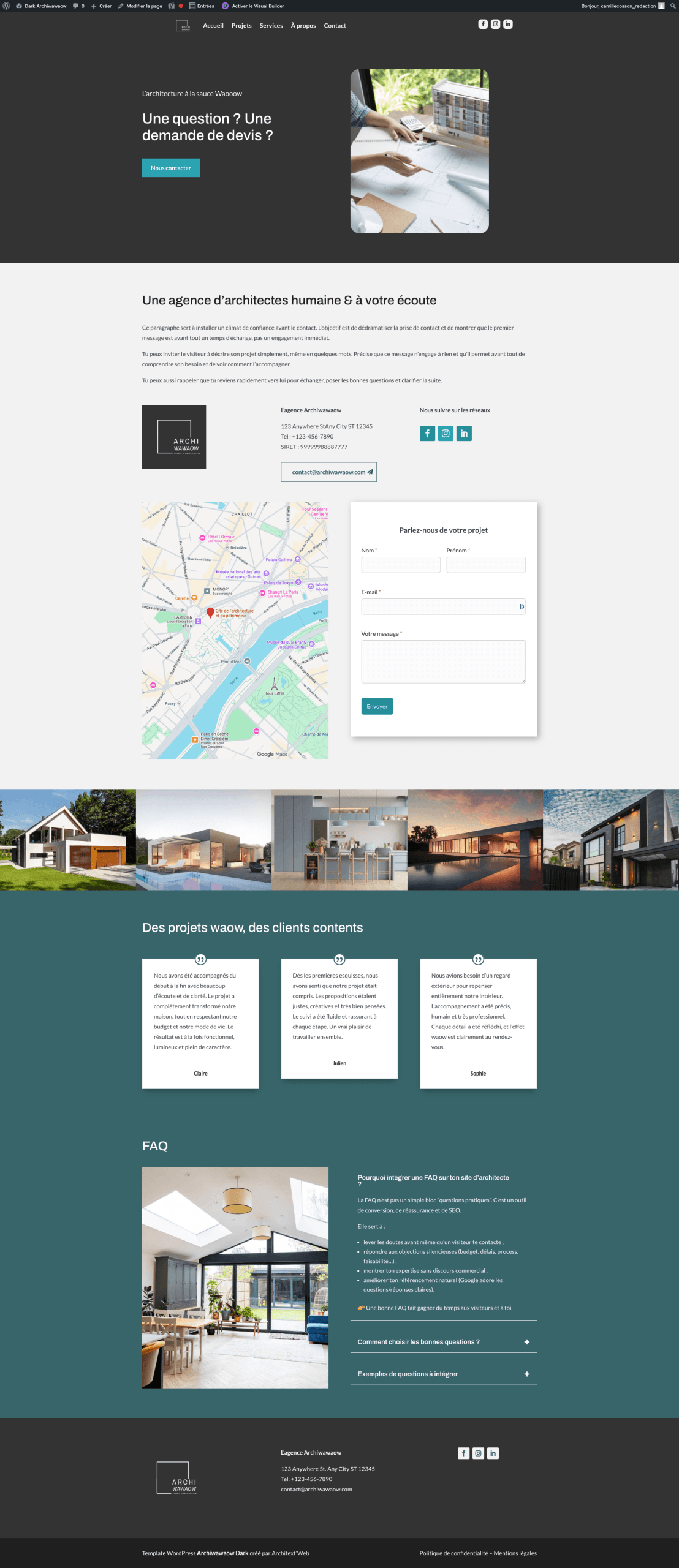 template architecture dark page contact
