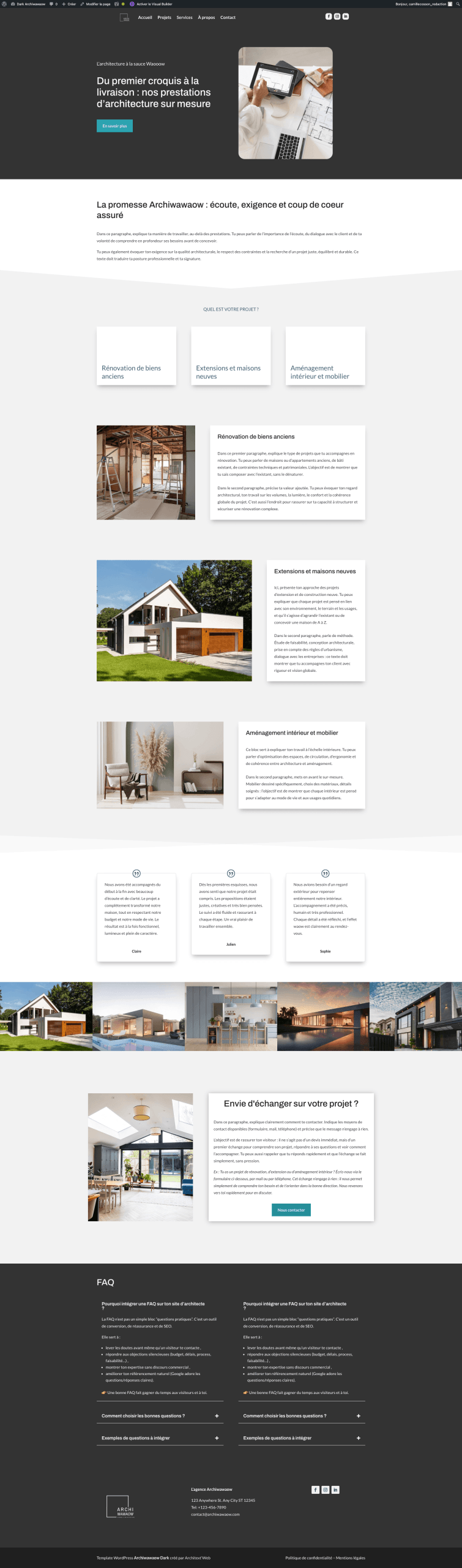 template architecture dark page services