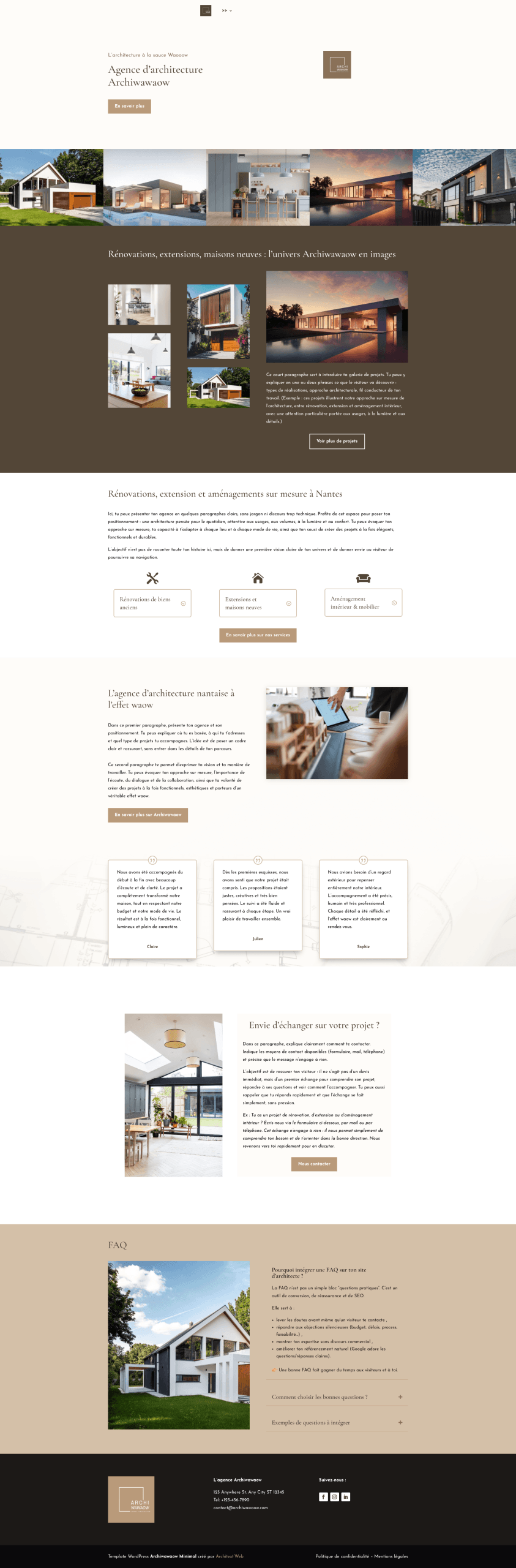 template site architecture archi minimal acceuil