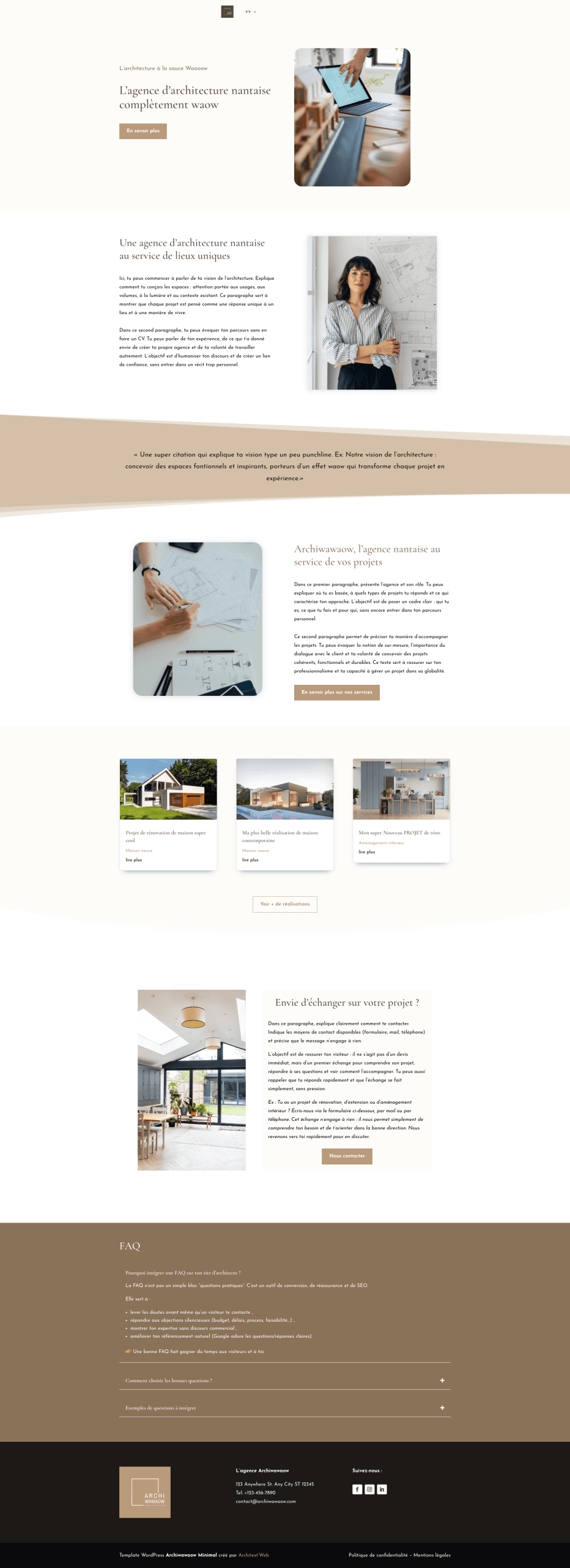 template site architecture archi minimal a propos