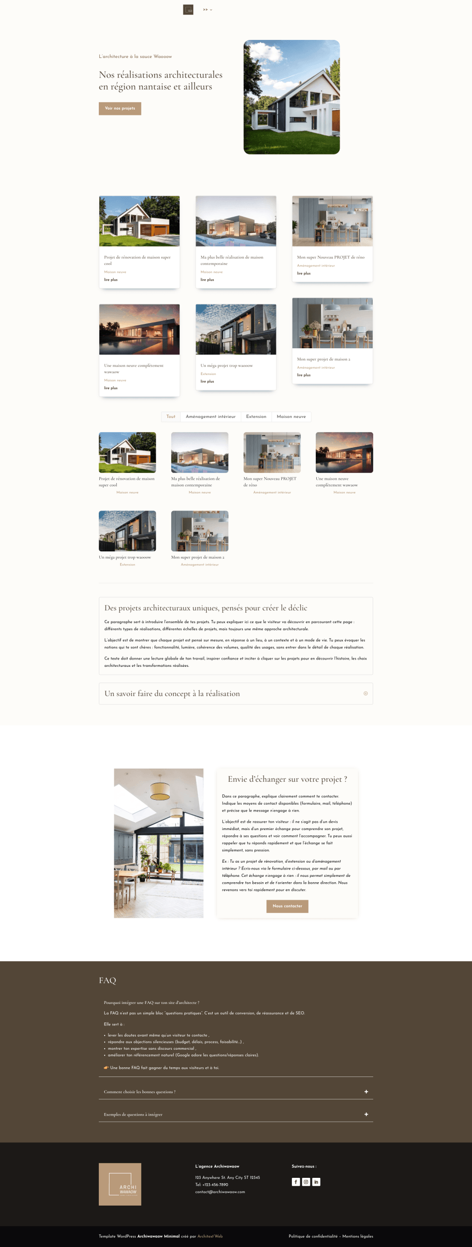 template site architecture archi minimal projets