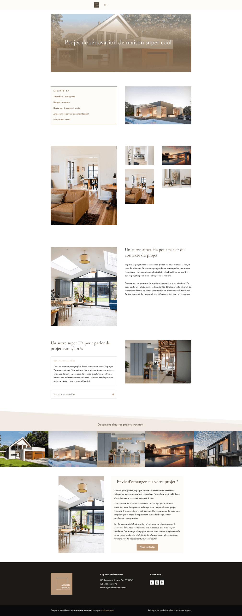 template architecture dark page template projets